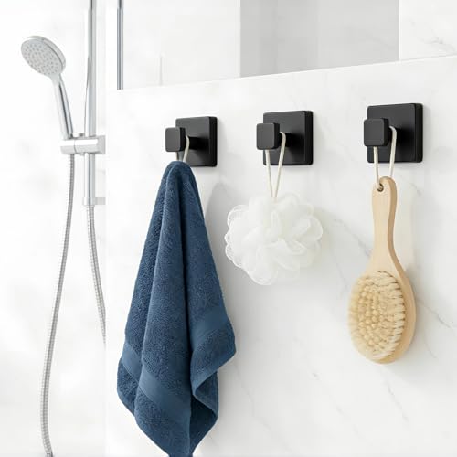 HRMNUS Heavy Duty Matte Black Stainless Steel Wall Hooks - 2 Pack