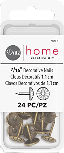 Dritz Home Decorative Daisy Nails, 7/16-Inch Antique Brass - 24 Pack
