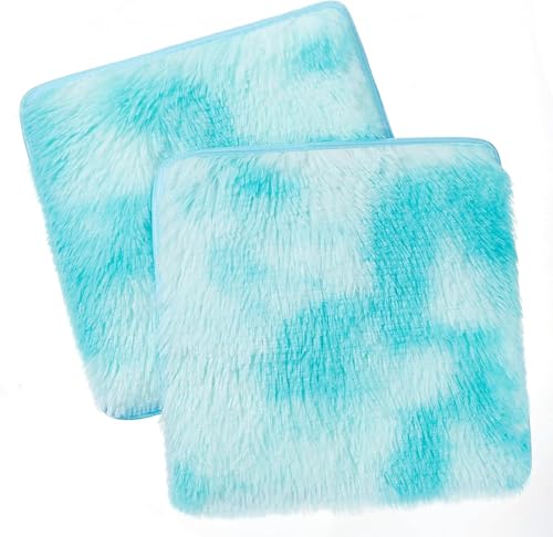 Cosweet Tie-Dye Blue Faux Fur Locker Rugs - 2 Pack, 12"