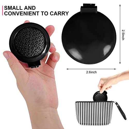 Folding Hair Brush with Mirror Round Compact Travel Hairbrush Silver
