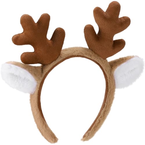 WantGor Reindeer Antlers Headband Deer Ears Hairband for Christmas Party