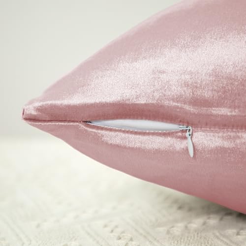 Counfeisly Pink Velvet Throw Pillow Covers, 18x18 Inch, 2 Pack