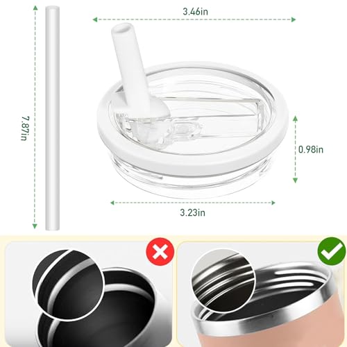 2 Pack 30 oz Tumbler Flip Straw Lid Replacement Compatible for Stanley Quencher, Leak Proof Lid Replacement for 30 OZ Stanley H2.0 FlowState Tumbler,Spill Proof Splash Reusable (White)