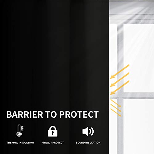Easy-Going Thermal Blackout Curtains - 2 Panels 52x46 in, Black