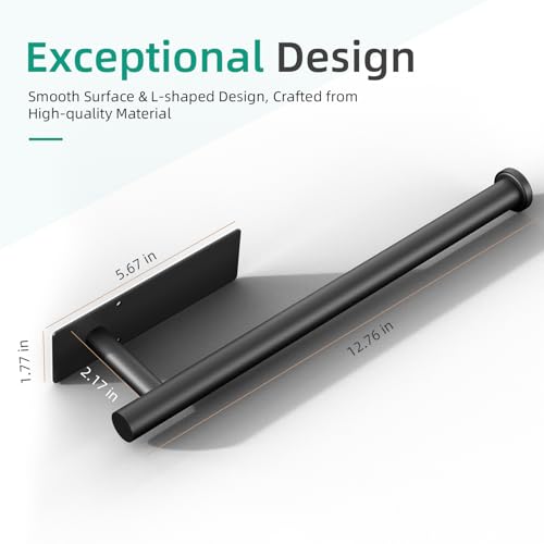 Foensc Square Black Paper Towel Holder - Under Cabinet Wall Mount