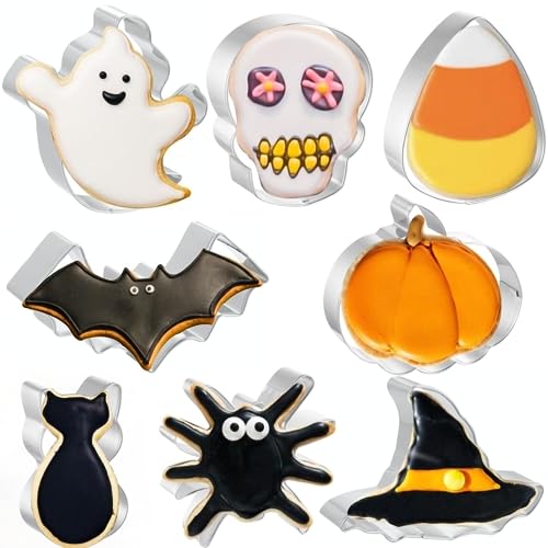 Halloween Cookie Cutters Set - 8 Stainless Steel Shapes (3-3.6")