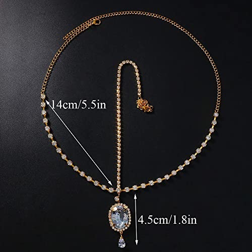 Missgrace Gold Rhinestone Waterdrop Bridal Head Chain Headpiece