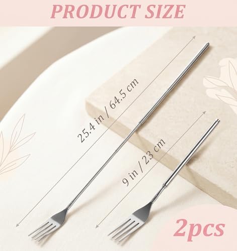 FRCTLNKG 2PCS Extending Stainless Steel Forks - 9 to 25.4 Inch BBQ Utensils