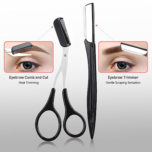 Kootinn 4-in-1 Eyebrow Grooming Kit with Scissors, Razors, and Brush