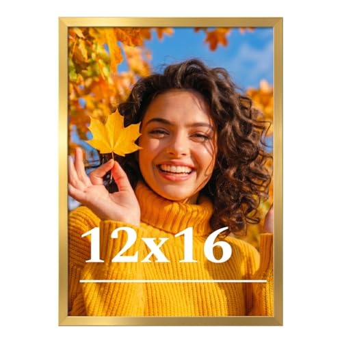 12x16 Gold Picture Frame with Shatterproof Plexiglass - Durable Wall Decor