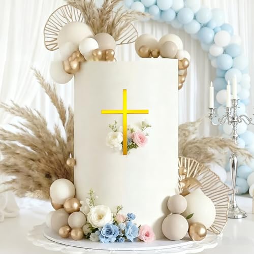 Gold Mirror Cross Cake Topper for Baptisms & Communions