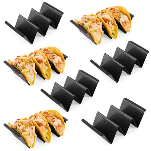 7 Pcs Black Taco Holder Stands - Microwave & Dishwasher Safe