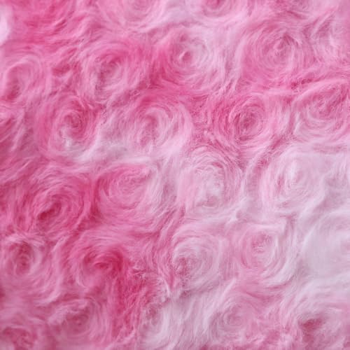 QIFONIX Rose Textured Faux Fur Throw Pillow Covers, Pink & White, 18x18
