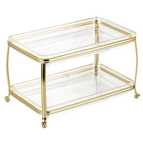 mDesign Decorative 2-Tier Makeup Organizer Tray for Vanity & Bathroom Counter