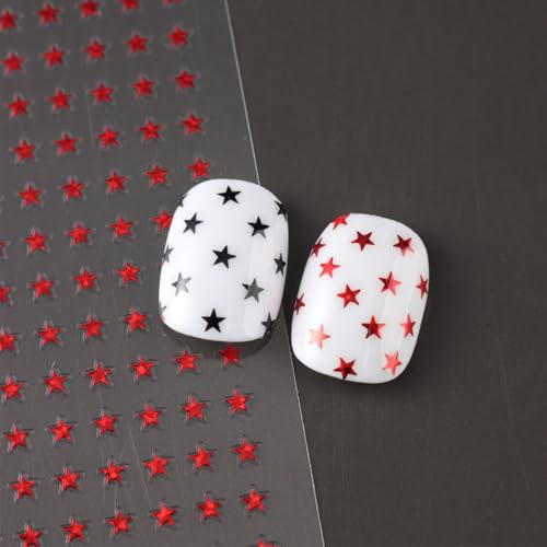 Star Nail Decals 6 Sheets - 3D Self-Adhesive Pentagram Celestial Stickers