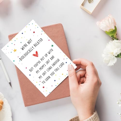 Funny Birthday Card for Step Dad - Recycled Linen Card