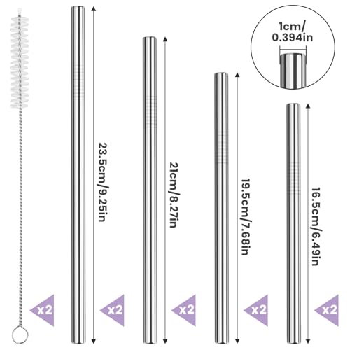NiHome 8-Pack Stainless Steel Straws for Owala Bottles | Reusable & Portable