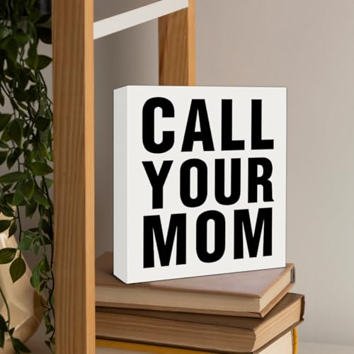 FTRBXT Call Your Mom Wooden Sign Dorm Decor - Funny College Gift, 5x5 inches, Variation: Dorm-c