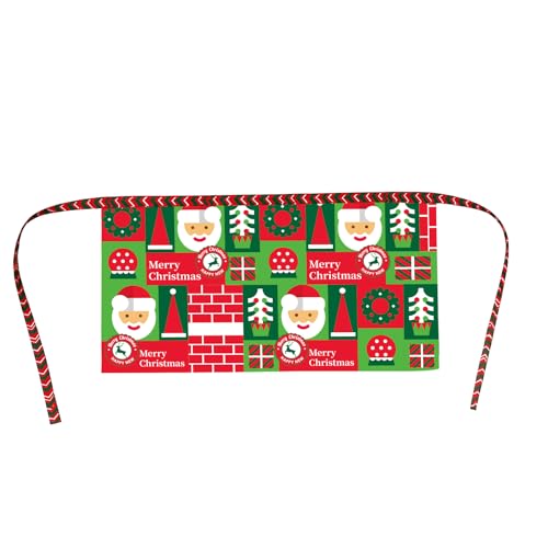 Cute Christmas Tree Waist Apron with Santa Claus Design - Waterproof Half Apron