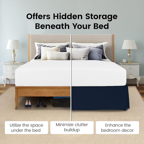 Utopia Bedding Twin Bed Skirt - Navy, 15-Inch Drop, Pleated