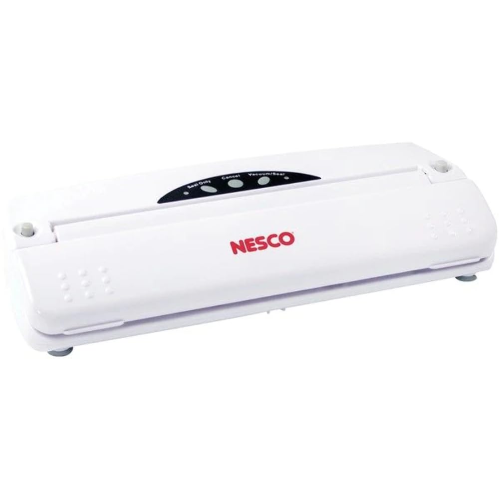 Nesco VS-01 One Touch Operation Food Vacuum Sealer with Vacuum Sealer Bags, White