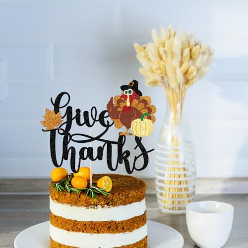 Florcmet Thanksgiving Cake Topper - Pumpkin Turkey Fall Party Decor