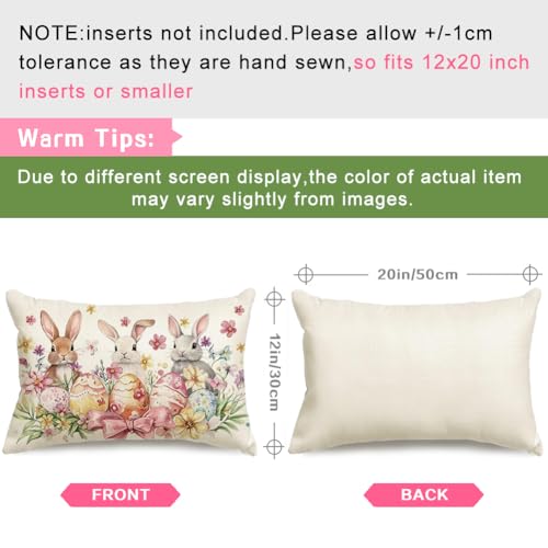 Easter Bunny Egg Throw Pillow Cover 12x20 Inch - Multicolor