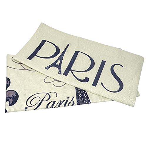 Paris Eiffel Tower 18x18 Inch Cotton Linen Throw Pillow Covers - Set of 2