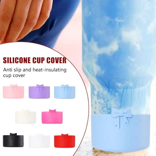 Silicone Boot for Stanley Cup with 3D Bow Anti-Slip Protector White