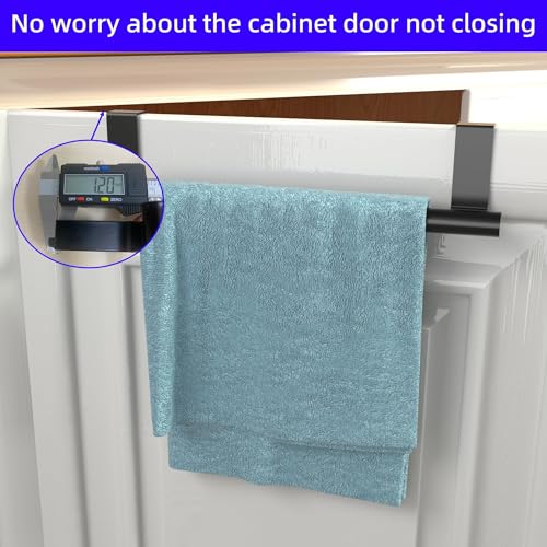 Matte Black Cabinet Door Towel Bar - 2 Pack, No Slip Design