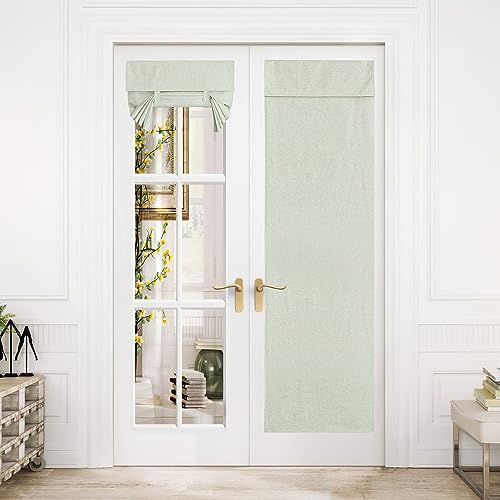 NICETOWN Blackout Linen French Door Curtain 26"W x 72"L - Sage Green