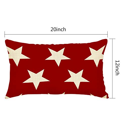 Red Stars Galaxy Throw Pillow Cover - 20x12 Inch Decorative Case