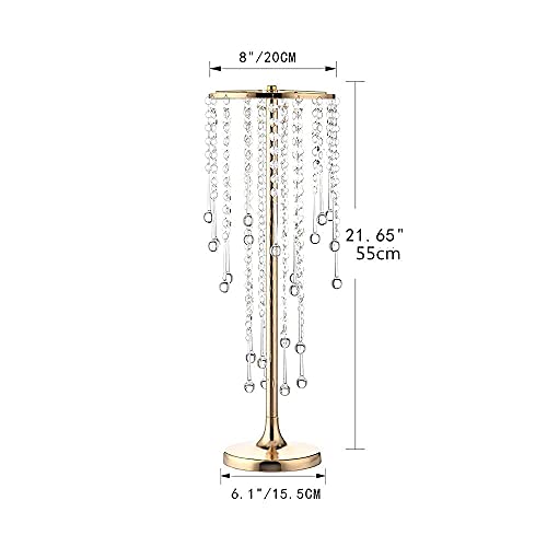 Tall Gold Vases for Table Centerpieces - 2pcs with Crystal Beads - Elegant Flower Stands, 21.7in, Gold / 2 x S