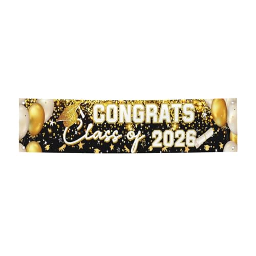 Class of 2026 Graduation Banner Backdrop Gold Party Supplies
