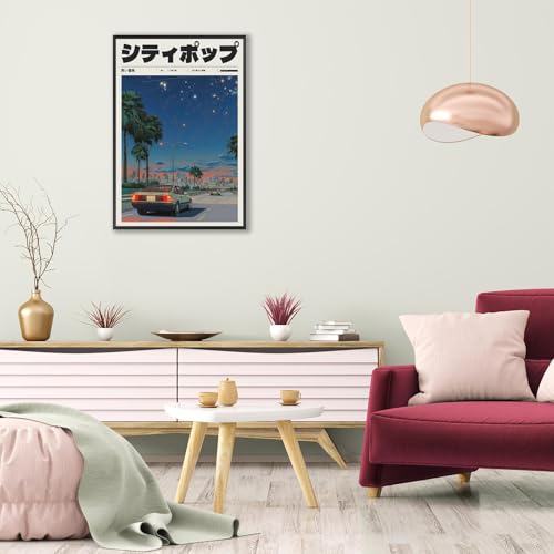 Vintage Music Style Canvas Poster - Retro Japan Car Anime Art 8x12in