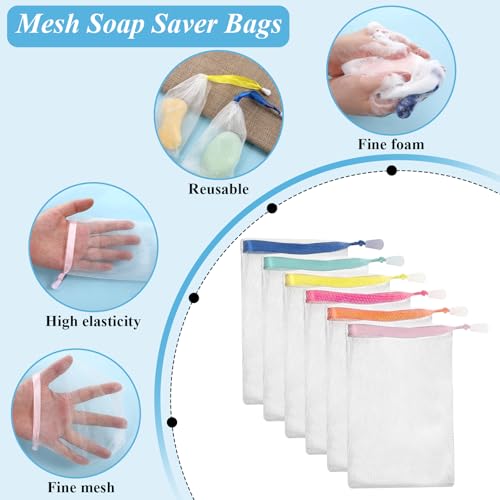 20 Pcs Mesh Soap Bags Exfoliating Soap Saver Pouch with Drawstring