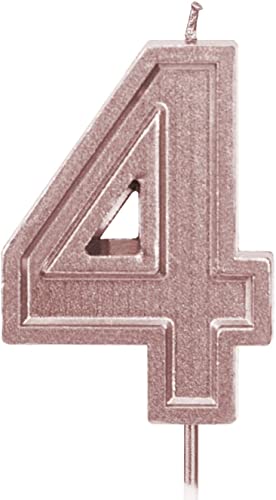 LUTER Rose Gold Glitter Number Birthday Cake Candle Topper