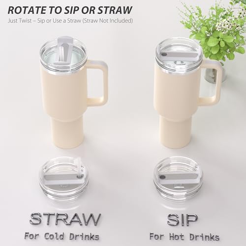 40 oz Tumbler Lid Replacement, Tumbler Lids Fit for Stanley Quencher, No Straw, Replacement Covers for Stanley Cup Accessories (Grey)