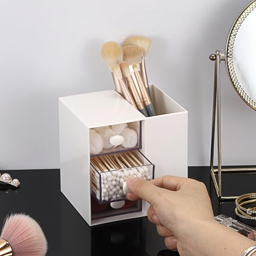 GUSHBIN 3-Layer Hair Accessories Organizer with Hair Brush Holder, White