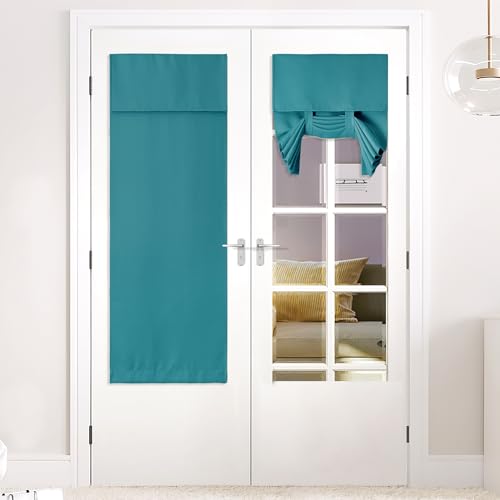 NICETOWN Peacock Teal Front Door Curtain, 26"W x 64"L Thermal Blackout