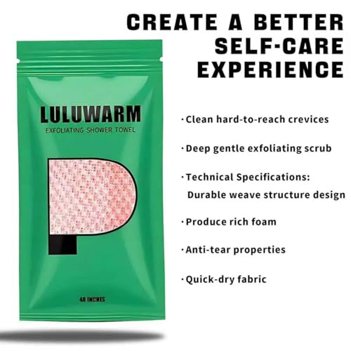 Japanese Exfoliating Washcloth - Oversized 48" Shower Towel for Deep Skin Smoothing