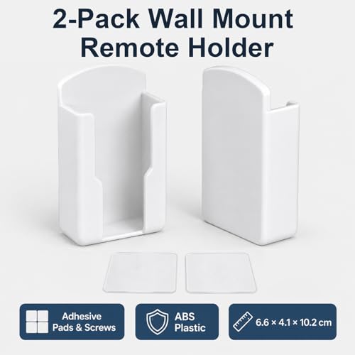 NEWHOOK White Remote Control Holder Wall Mount - 2 Pcs Self Adhesive