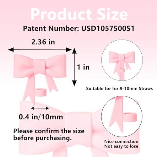 3-Pack Pink Bow Straw Covers for Stanley 30 & 40 oz Tumblers