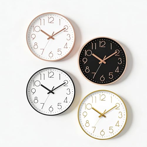 DAXSMY 8 Inch Rose Gold Wall Clock - Battery Operated Silent