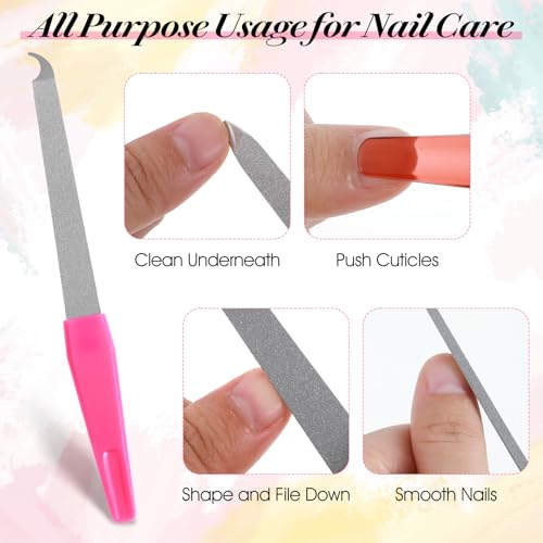 6 PCS Diamond Deb Metal Nail Files Stainless Steel with Pointed Tip