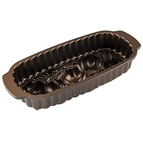 Nordic Ware 93448 Wheat & Pumpkin Cast Loaf Pan, 6 Cup Capacity, Bronze