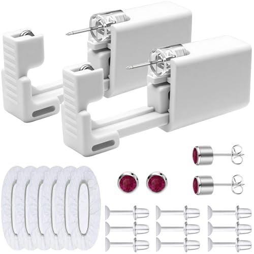 SLVIEKAE Disposable Ear Piercing Gun Kit with Stainless Steel CZ Studs