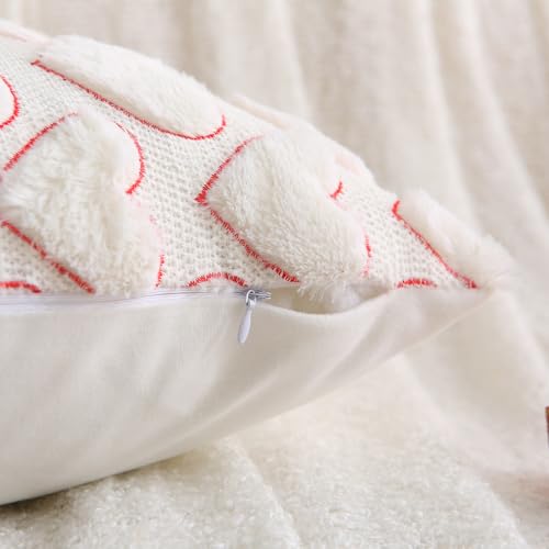 Valentine's Day Heart Pillow Covers - Set of 2 Red 18x18 Inch Plush Cases