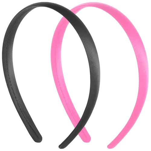 2Pcs Satin Wide Headbands for Women Girls Non-Slip Plain Hair Hoops