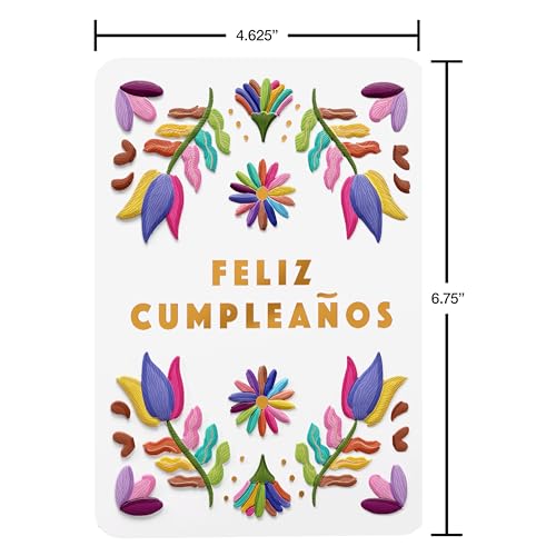 American Greetings Spanish Birthday Card for Her - Colorful Flowers on White, Foil Accents